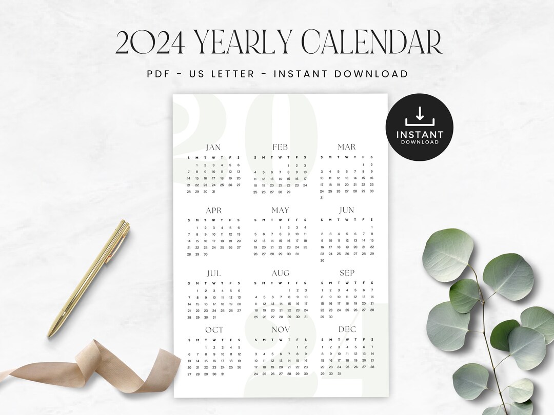 2024 Calendar One Page Printable Yearly Wall Calendar Year at A 2024 Calendar One Page Printable Yearly Wall Calendar Year at A