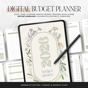 Planificador financiero digital sencillo, cuaderno de presupuesto minimalista para iPad, Android, descarga instantánea, GoodNotes y Notability - Olive LD055