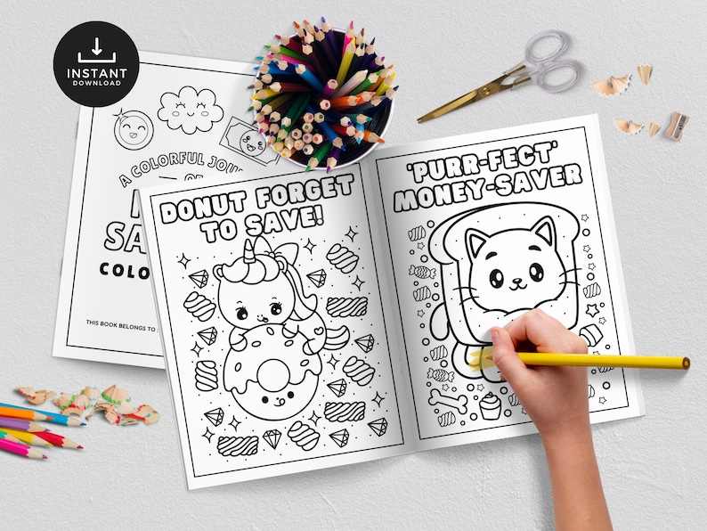 Kawaii Coloring Pages, Money Coloring Book for Kids and Adults, Funny ...