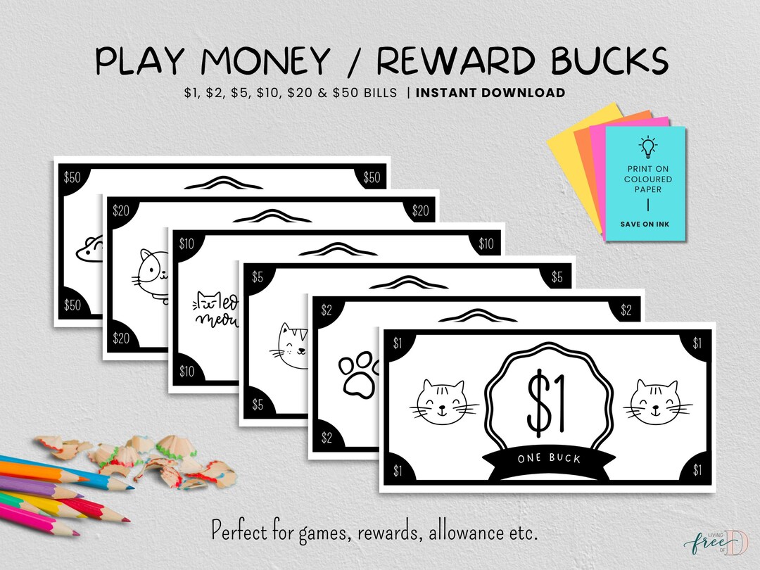 Play Money for Kids, Reward Bucks Printable, Money Games for Kids ...
