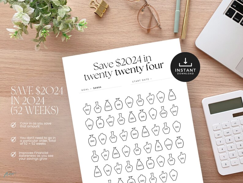 Saving Chart Template, Save 2025 in 2025 Savings Challenge Printable