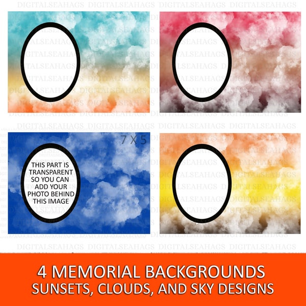 Bundle Memorial Heaven Clouds Backgrounds PNG, Loss Of Loved One Sublimation, Clouds Sky Background, Loved One in Heaven Bundle