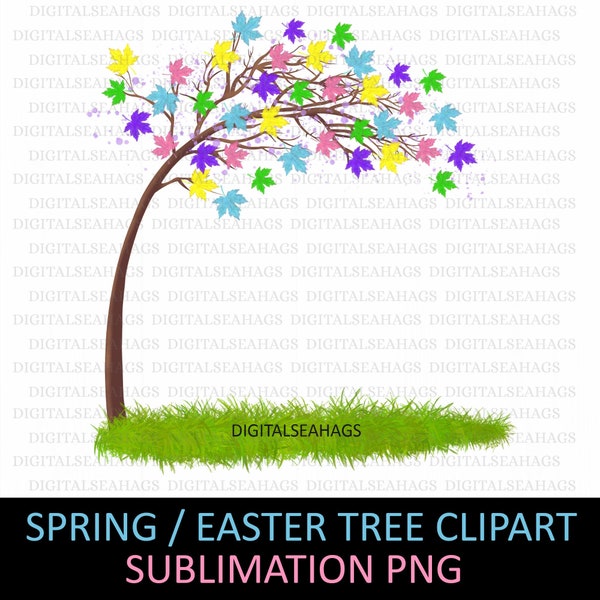Spring Tree Clipart PNG, Spring Tree Leaves, Sublimation Easter Tree Leaves PNG