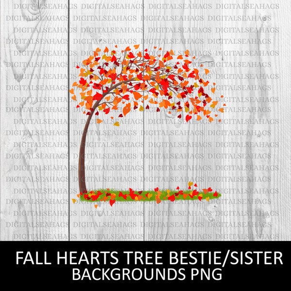 Fall Tree Heart Shaped Leaves PNG Sublimation Clipart, Mug Fall Printable, Clipart Bestie Family