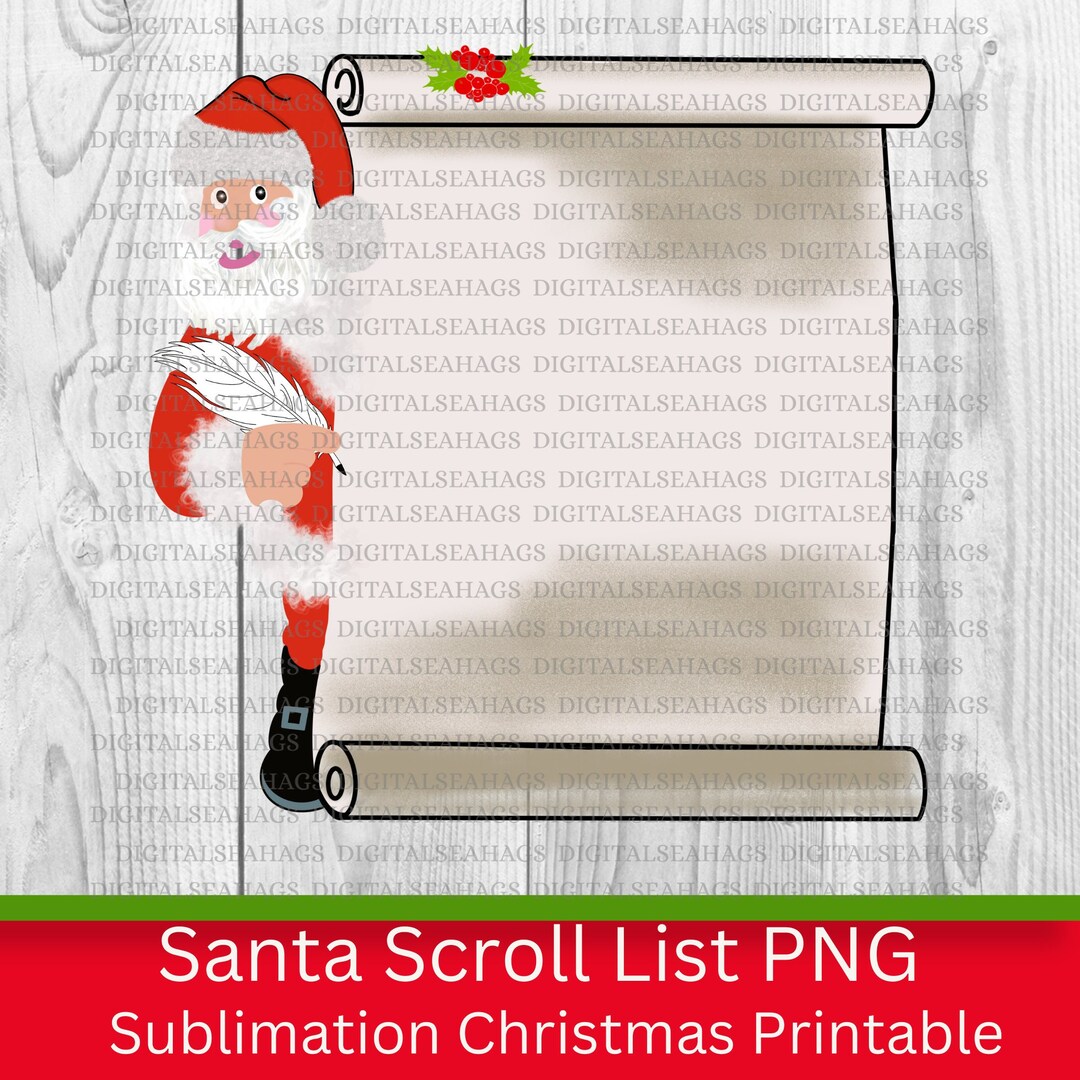 Santa Claus Scroll List Clipart Santa Clause Clip Art - Etsy