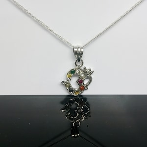 Astrologischer Navratan Anhänger, Om Navratan Anhänger, einzigartiger Design Anhänger, 925 Sterling Silber Anhänger, heilender Chakra Anhänger