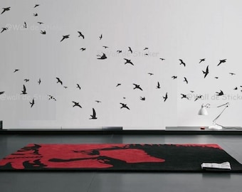 Flock of 23 Flying Birds Living Room Bedroom Bathroom Wall Art Sticker decals