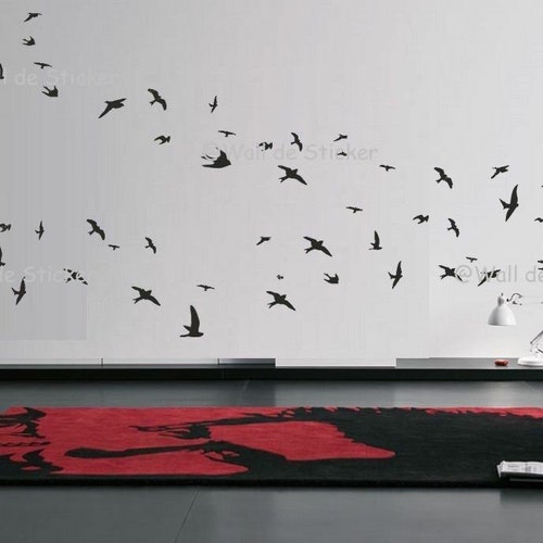 Flying Birds Wall Sticker Flock of Birds Wall Decal Wall - Etsy