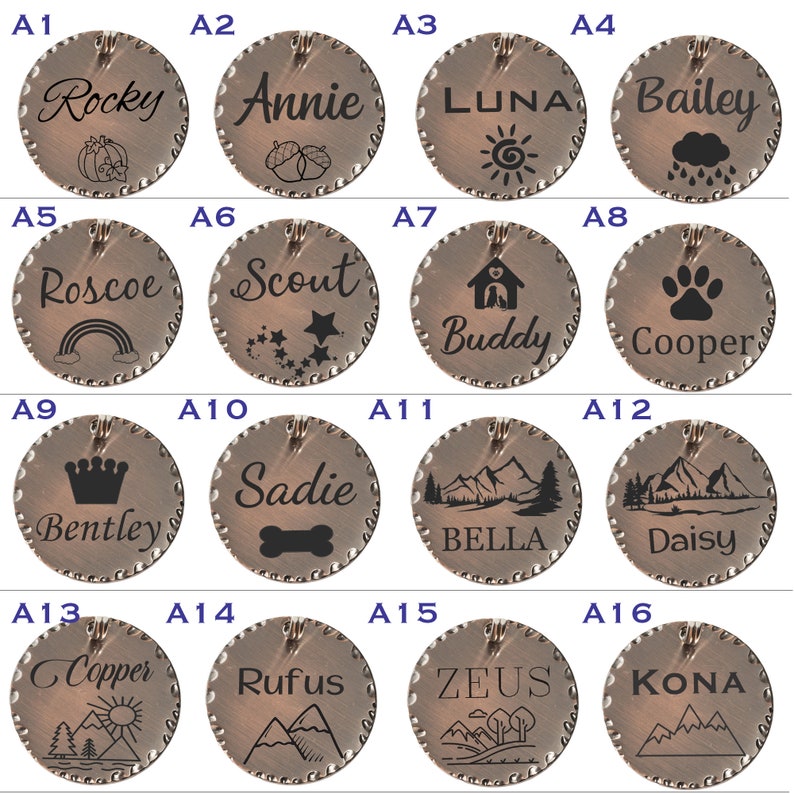 Engraved Copper Dog Name Tags Custom Dog Id Tags Personalized Etsy
