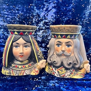 Vintage Inarco King and Queen Head-vazenset MCM-speelkaarten