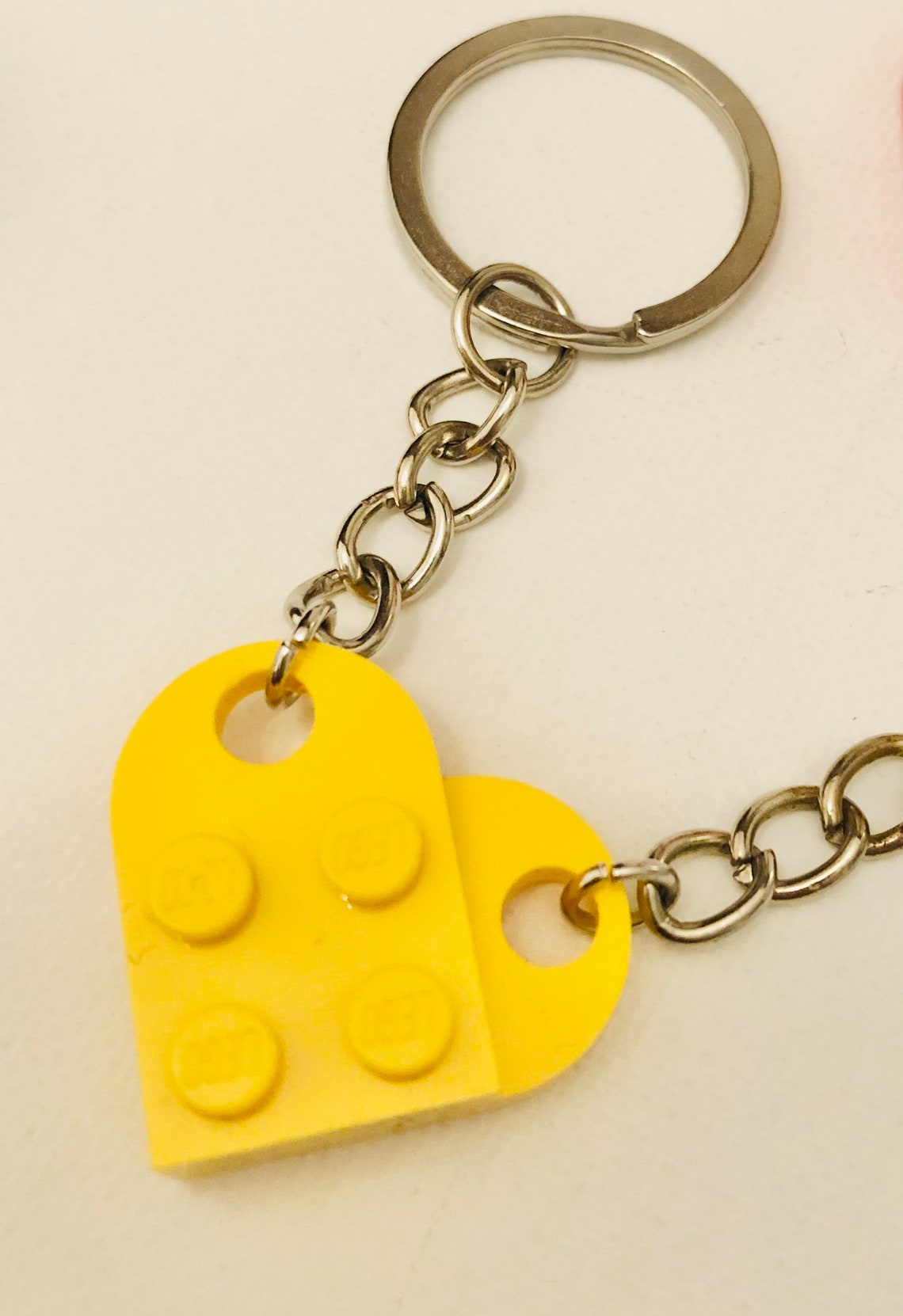 Legos heart YELLOW heart keychains Lego Love Lego keychain Etsy