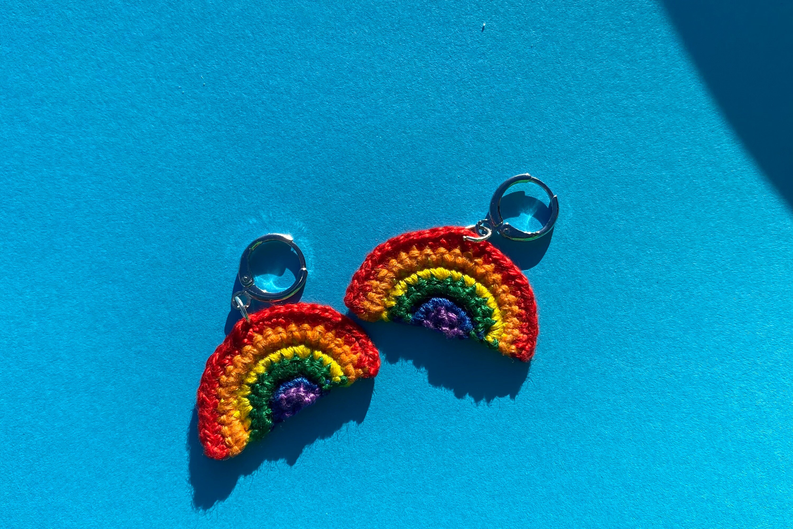 Small Crochet Rainbow Earrings Etsy Norway