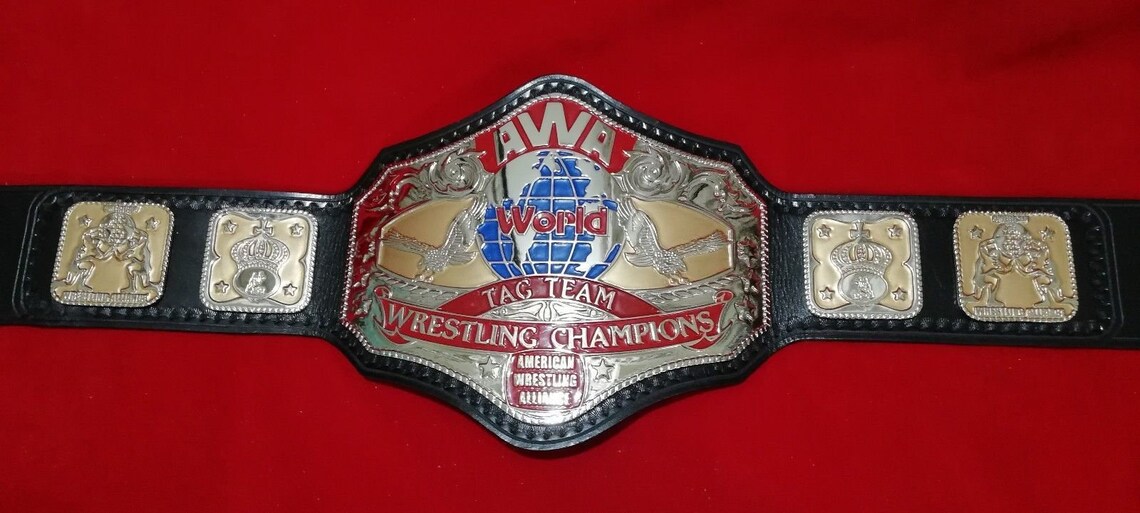 AWA Tag Team Wrestling Championship Belts Real Leather Plated Etsy