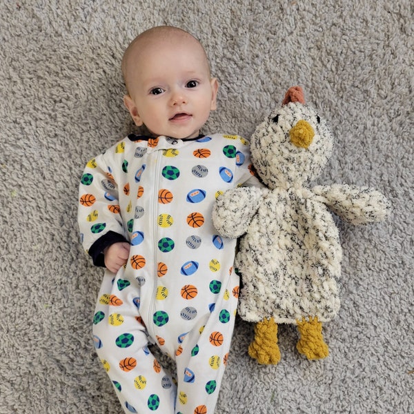 Chicken snuggler, snuggler for babies, baby's first Easter, chicken for Easter basket, chick lovey, crocheted chick, chicken plush