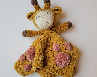 Crochet Pattern, giraffe lovey for babies, animal lovey blanket, crochet giraffe, giraffe pattern, security blanket for baby