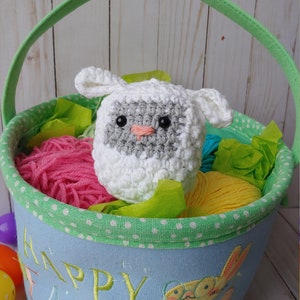 Crochet pattern, Easter rattle set, Easter basket set, first Easter basket, crochet sheep, crochet chick, crochet bunny pattern image 6