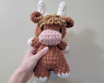 Crochet highland cow pattern, crochet cow, mini cow plush, plush cow pattern, crochet cow plush, crochet cow stuffie, highland cow pattern