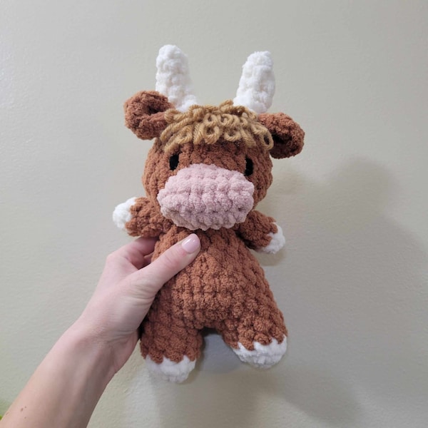 Crochet highland cow pattern, crochet cow, mini cow plush, plush cow pattern, crochet cow plush, crochet cow stuffie, highland cow pattern