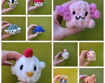 MINI CLAW MACHINE crochet pattern bundle, claw machine animals, crochet mini amigurumi plushies, mini animal plush,  no sew crochet animals