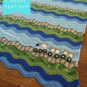 Crochet Train Blanket Pattern, Striped Blanket Crochet Pattern Toddler, Crochet Blanket with Trains, Easy Crochet Afghan Pattern