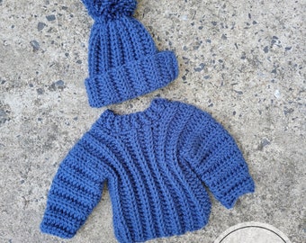 Crochet Pattern, newborn baby sweater, newborn pullover pattern, newborn sweater for baby, crochet newborn set, crochet sweater and hat,