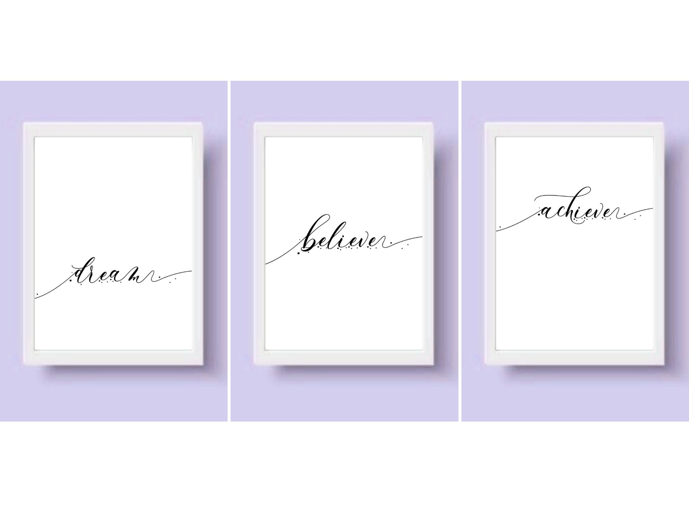 Set of 3 Quotes Dream Believe Achieve | Etsy