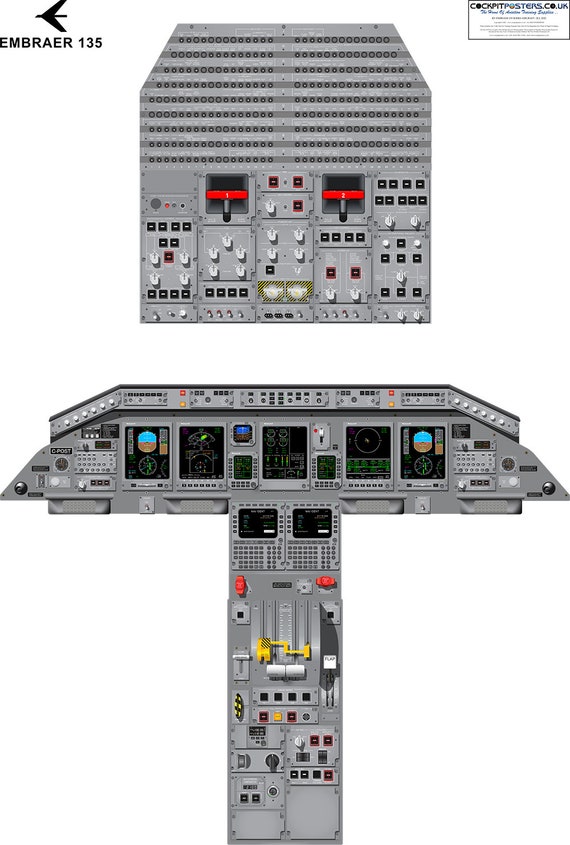 J-AIR ERJ ポスター Embraer ERJ 135 Cockpit Poster - Etsy