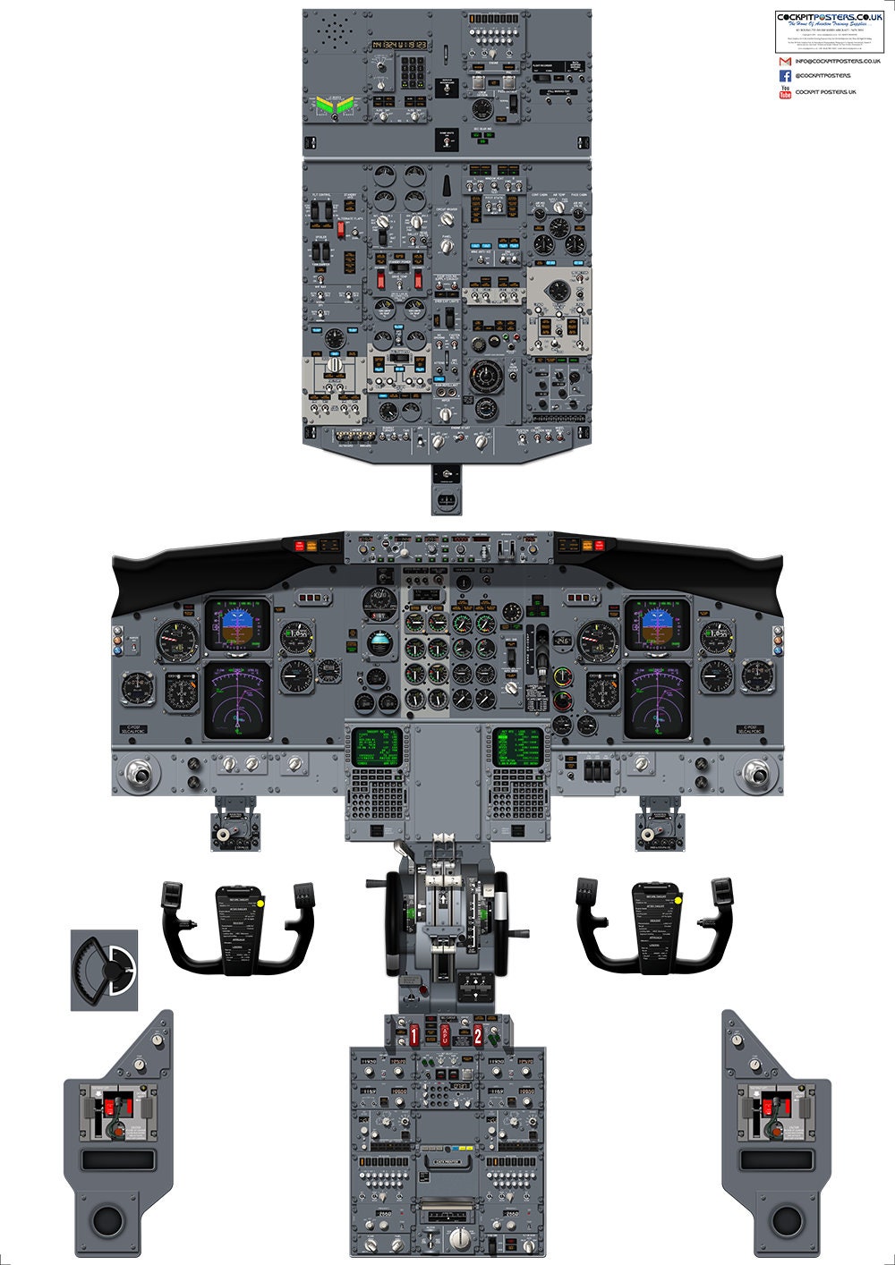 ボーイング 737-300/500 EFIS コックピット ポスター - クラシック 737