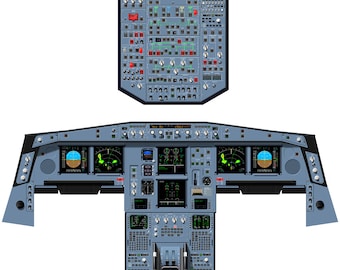 Airbus A330 Cockpit Poster with Pratt and Whitney EIS