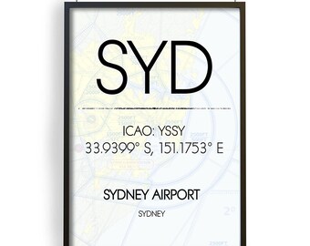 Sydney Airport Poster Print | Wall Art | Aviation | Home Decor | Bedroom Prints | Housewarming | Gift
