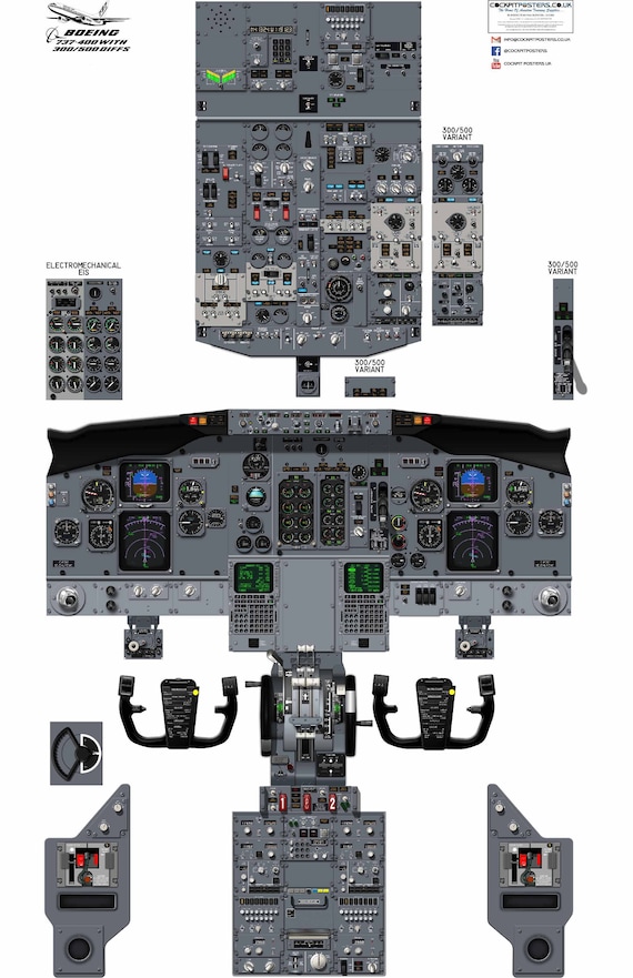 Classic 737 Differences Cockpit Poster 737-400 With 300/500 - Etsy