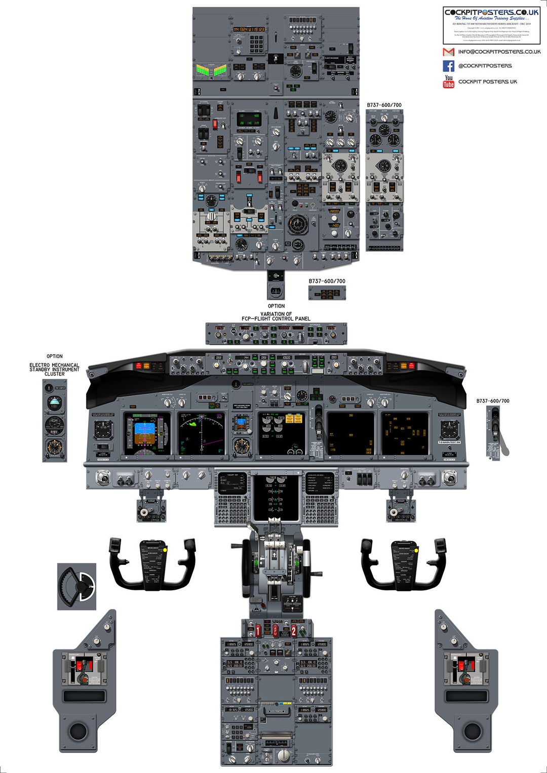 Boeing 737NG Differences Cockpit Poster - 737-600/700-800/900 ...