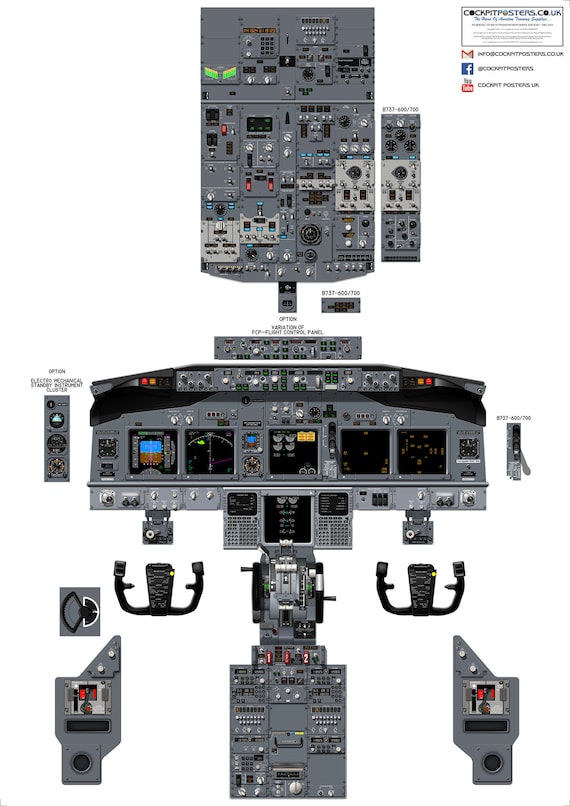 ボーイング 737NG の違い コックピット ポスター - 737-600/700