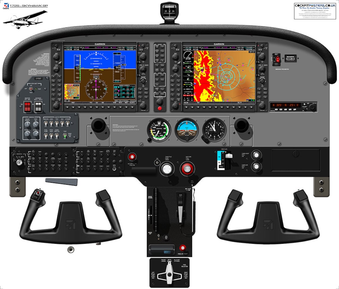Cessna 172S Skyhawk Cockpit Poster With Garmin G1000 Glass Cockpit Etsy