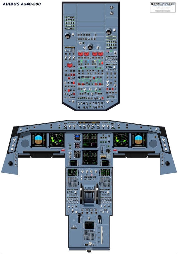 Airbus A340-300 Cockpit Poster - Etsy