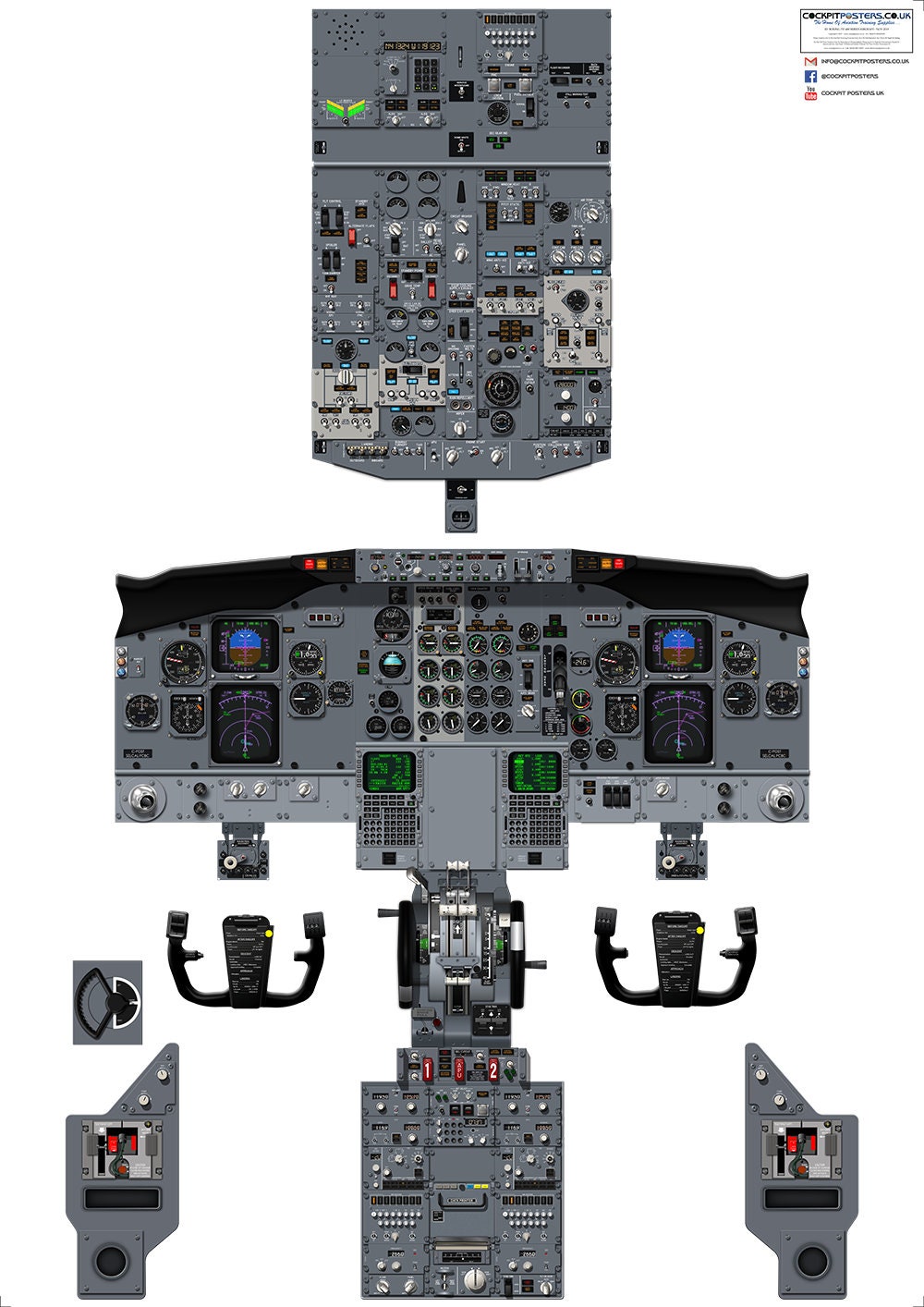 ボーイング 737-400 EFIS コックピット ポスター - クラシック 737