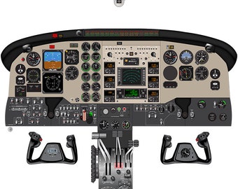 Beechcraft King Air C90B EFIS Cockpit Poster - King Air C90B Cockpit Poster - Flight Deck Training Poster