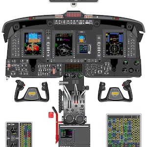 Beechcraft King Air 300/350 Cockpit Poster with Updated Collins Instrumentation