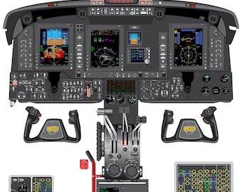 Beechcraft King Air 300/350 Cockpit Poster with Updated Collins Instrumentation
