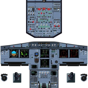 Airbus A320 LCD wyświetla plakat CFM EIS w kokpicie