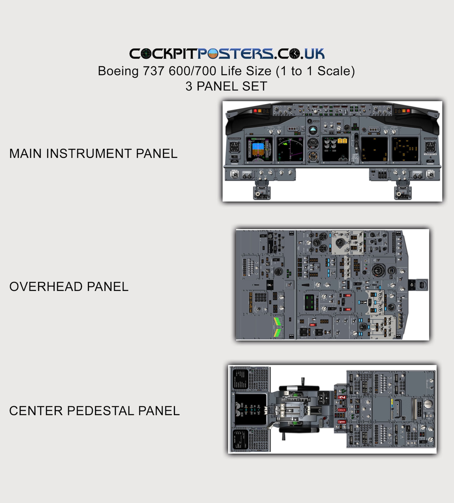 Scan Instruments 737 Boeing 737-600/700 Cockpit Poster - Classic EFIS Standby Instruments ...