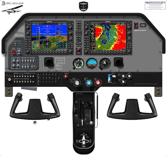 セスナ 182T スカイレーン コックピット ポスター、SVT ガーミン G1000