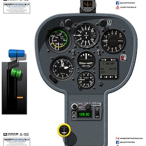 Puede incluir: Un panel de instrumentos de cabina gris y negro con varios indicadores y diales. El panel incluye una brújula, un indicador de velocidad, un altímetro y una pantalla digital con el texto "1: NO WP" y "BRG: TRK 158".