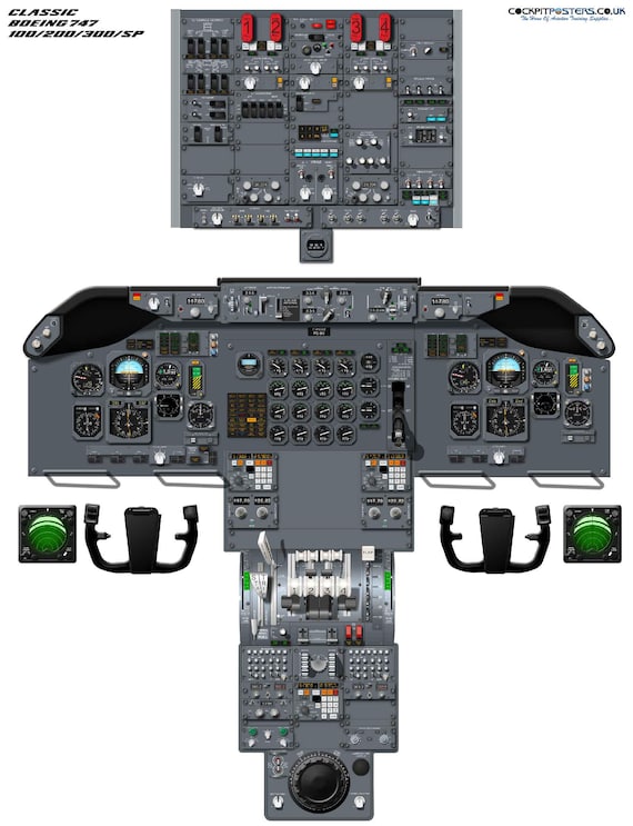 Classic Boeing 747-100-200-300-SP Cockpit Poster - Etsy