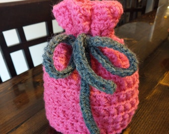 Pink drawstring bag