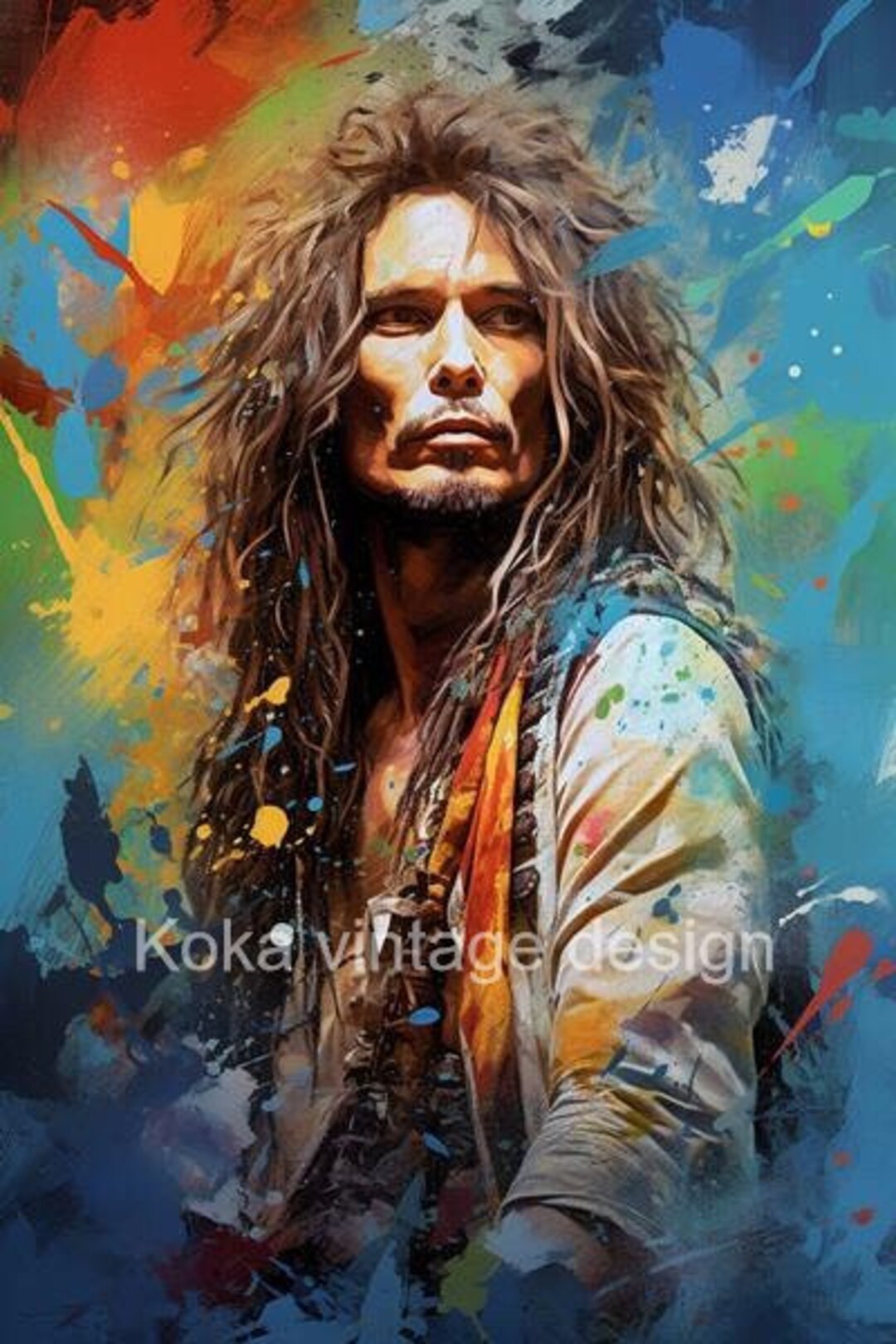 Digital Art Steven Tyler in Pop Art Style Modern Art Etsy