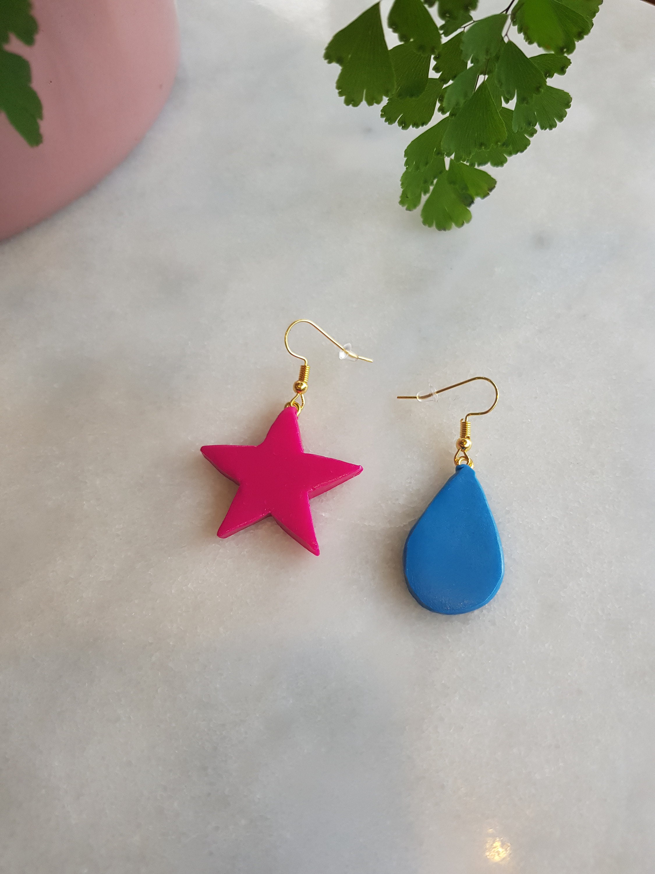 Star and Teardrop Clay earrings