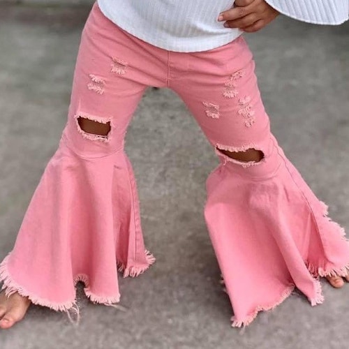 Baby Bell Bottoms Jeans Bell Bottoms for Girls Distressed Etsy