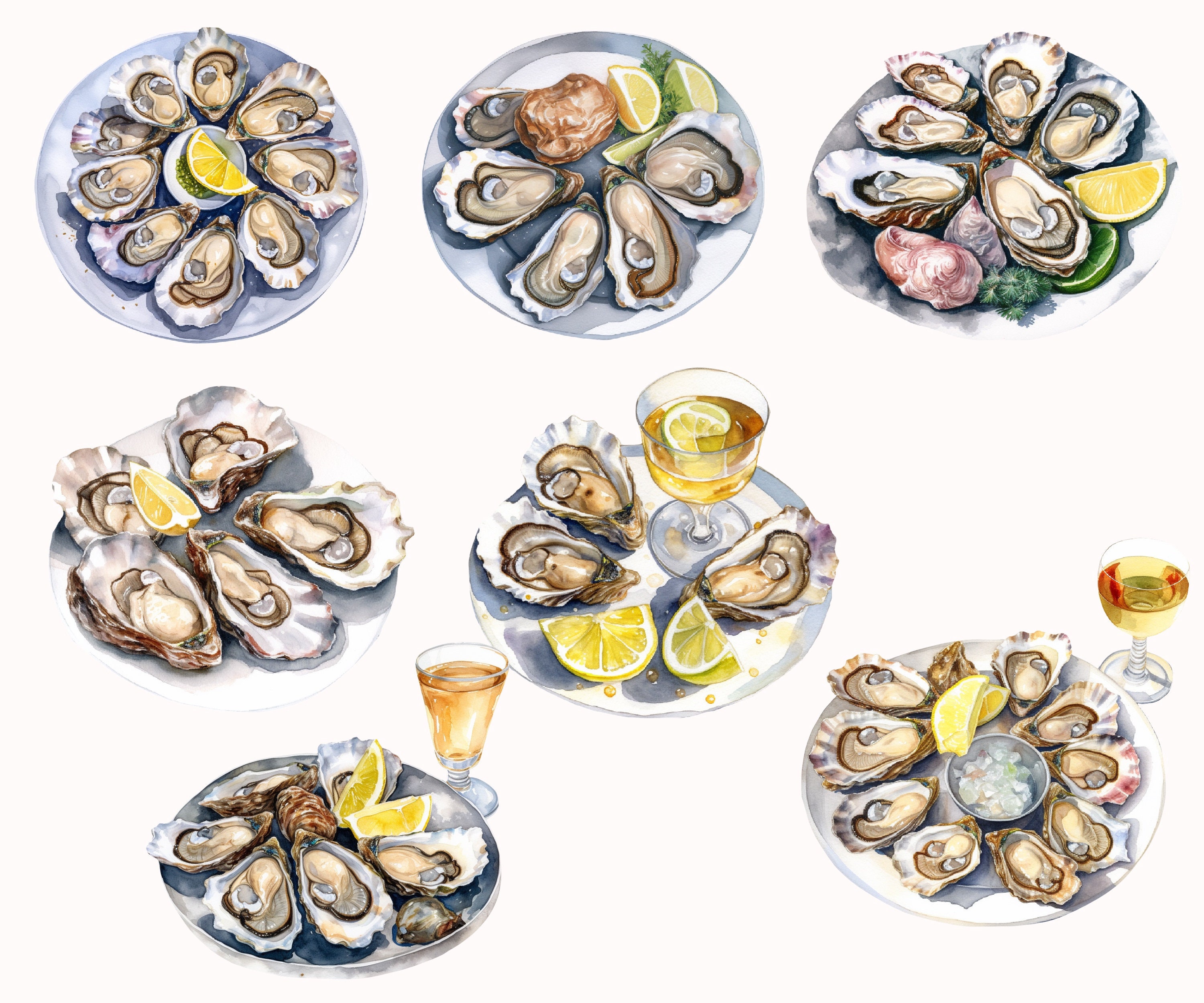 Watercolor Fresh Oysters Clipart. Watercolor Seafood.oyster. Oyster ...