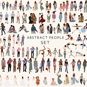 Paquete de personas abstractas. Imágenes prediseñadas familiares. Madre, padre, hijos, niños clipart.  Fashion Girl Clipart, madre enfermera Clipart. PNG embarazada